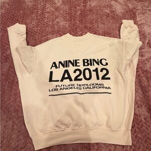 Anine Bing Cream Sweatshirt with Black Print